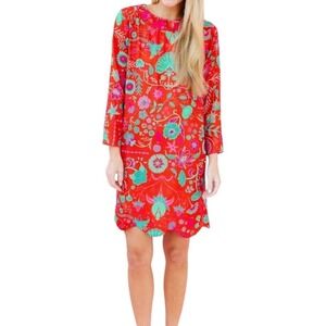 Sheridan French Blair Floral Satin Mini Shift Dress 3/4 Sleeve XS NWT FLAW